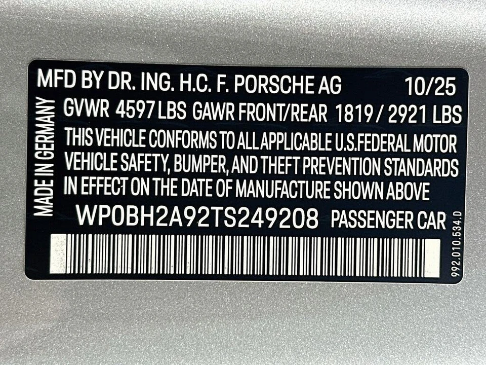 2026 Porsche 992 Targa 4 & 4S - Image 19 of 20