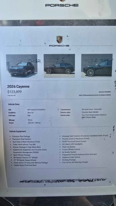 2026 Porsche 9Y0/9Y3 Cayenne - Image 13 of 13