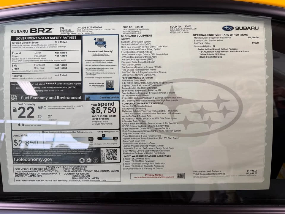2026 Subaru BRZ 2nd Gen - Image 5 of 7