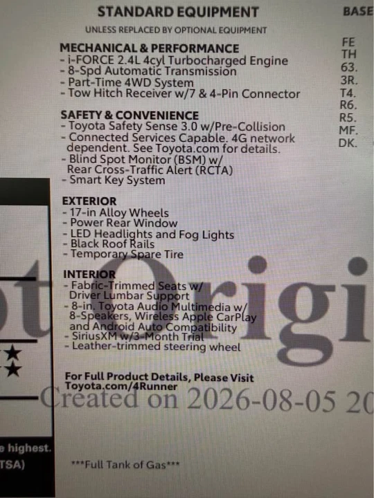 2026 Toyota 4Runner 6th Gen - Image 9 of 10
