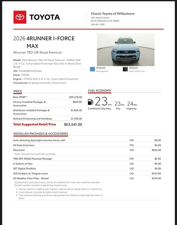 2026 Toyota 4Runner 6th Gen - Image 15 of 16