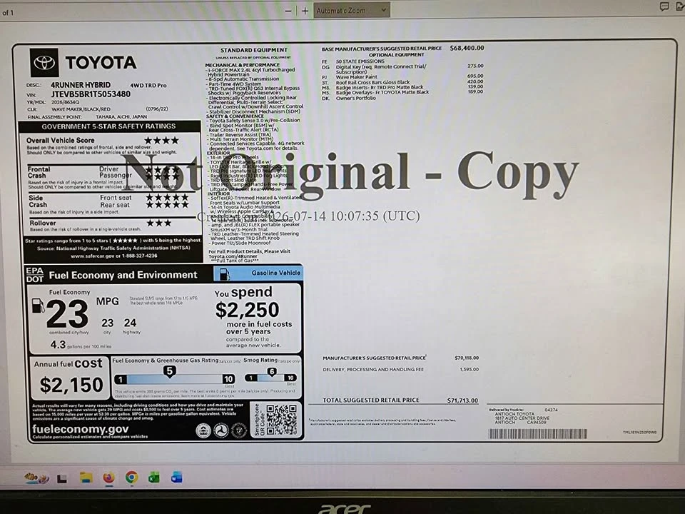 2026 Toyota 4Runner 6th Gen - Image 4 of 4