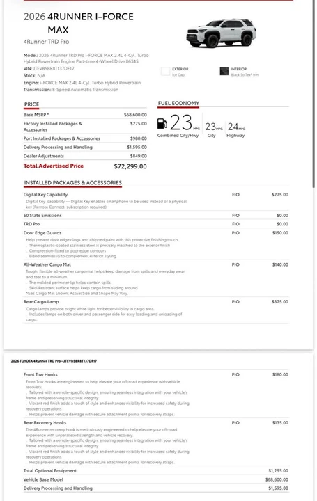 2026 Toyota 4Runner 6th Gen - Image 2 of 2
