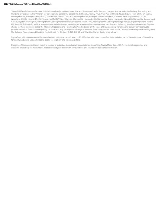 2026 Toyota Sequoia 3rd Gen - Image 11 of 11