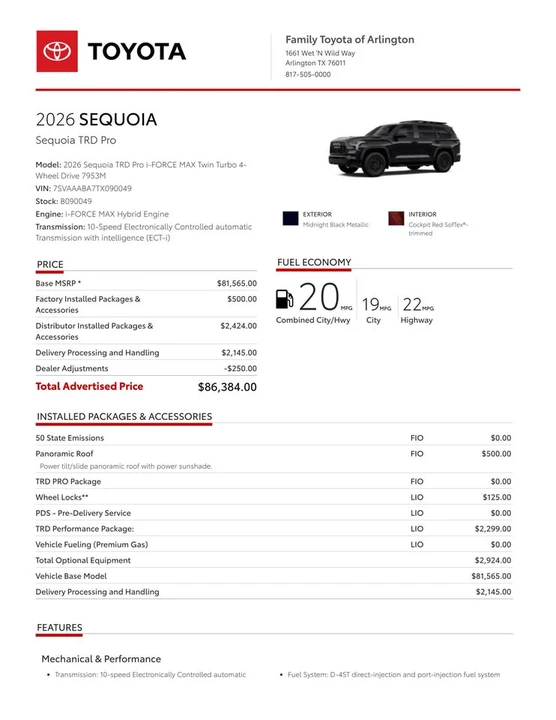 2026 Toyota Sequoia 3rd Gen - Image 8 of 11