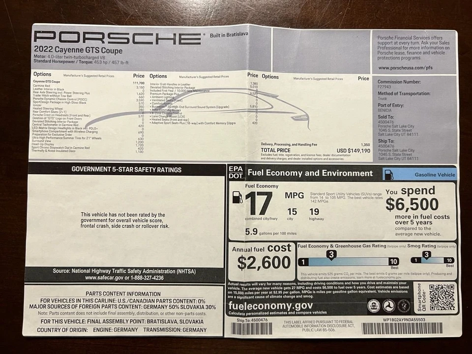 2022 Porsche 9Y0/9Y3 Cayenne GTS - Image 2 of 16
