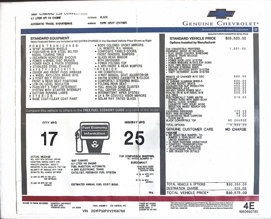 1997 Chevrolet Camaro Z28 4th Gen - Image 8 of 8