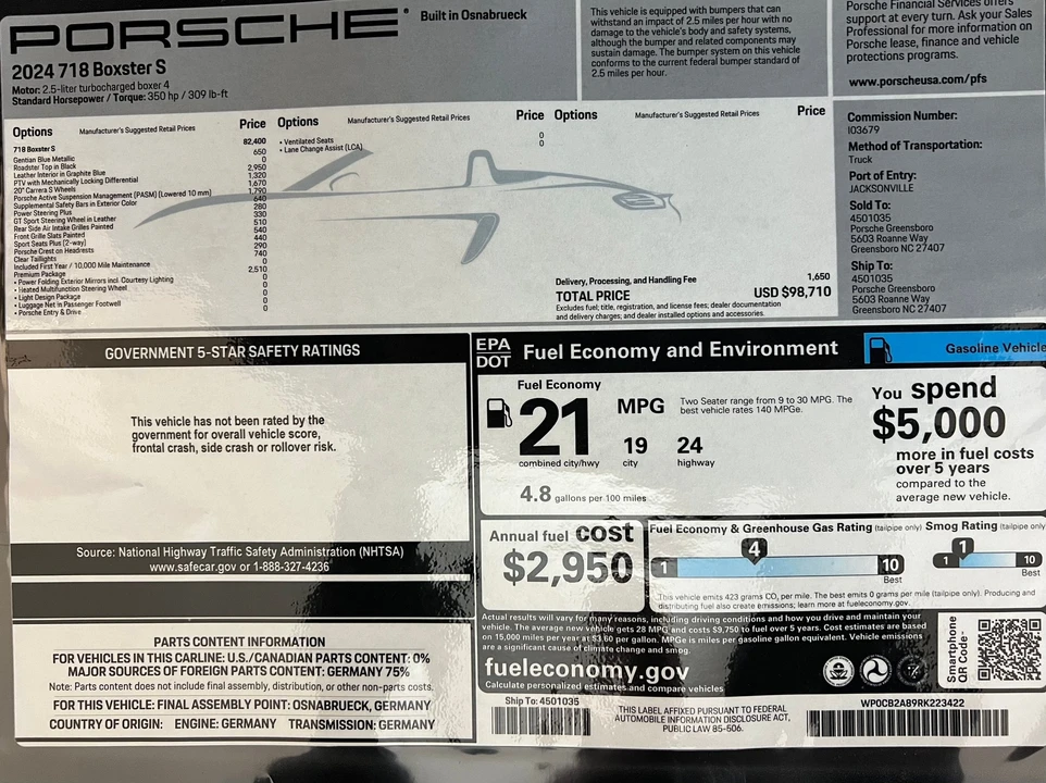 2024 Porsche 718 Boxster S - Image 2 of 9