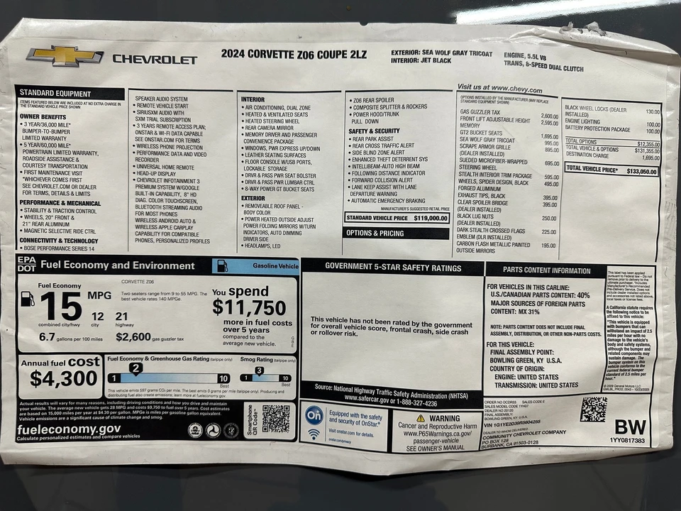 Chevrolet Corvette C8 Z06 - Image 1 of 1
