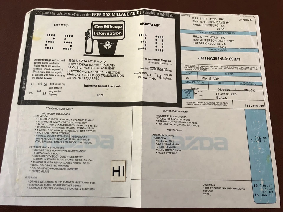 1990 Mazda NA MX-5 Miata - Image 29 of 31