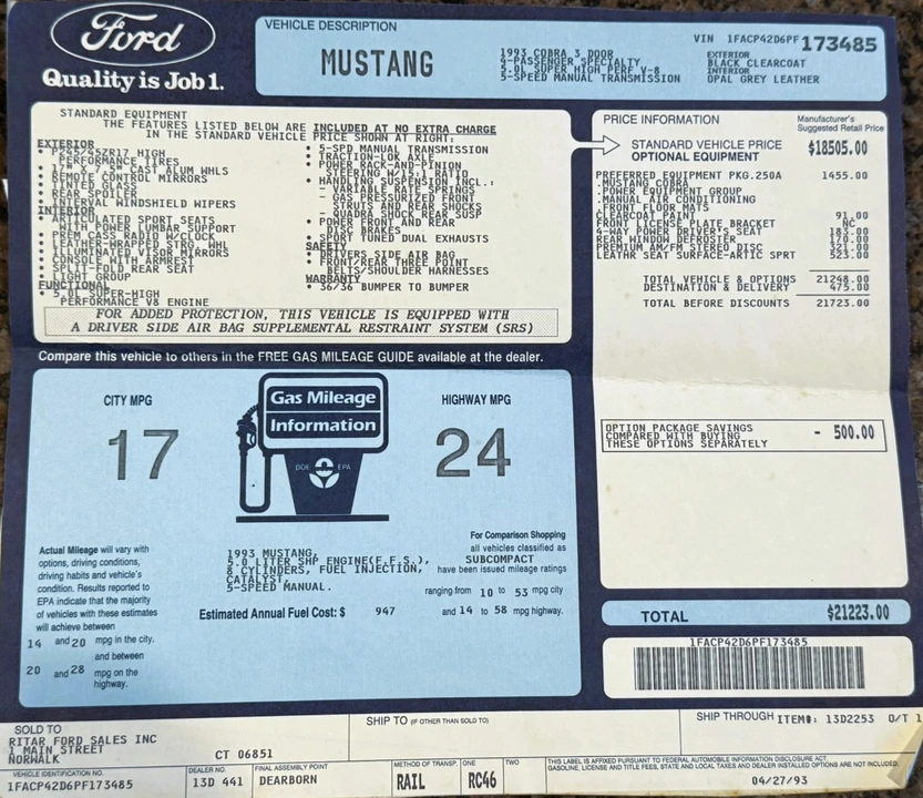 1993 Ford Mustang 3rd Gen - Image 8 of 8