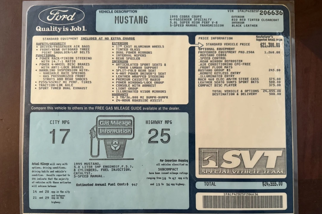 1995 Ford SN95 Mustang Cobra - Image 8 of 8