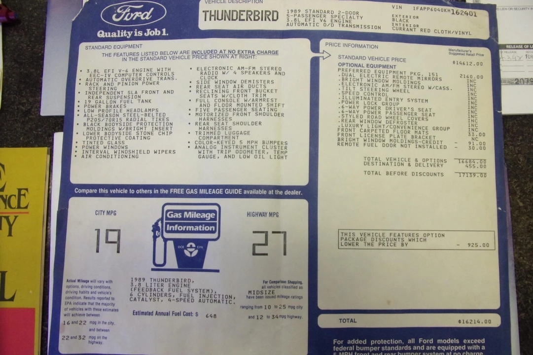 1989 Ford Thunderbird 10th Gen - Image 8 of 8