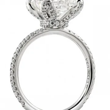 Lotus 4 Carat Cushion Cut Lab Diamond Lotus Prong Engagement Ring