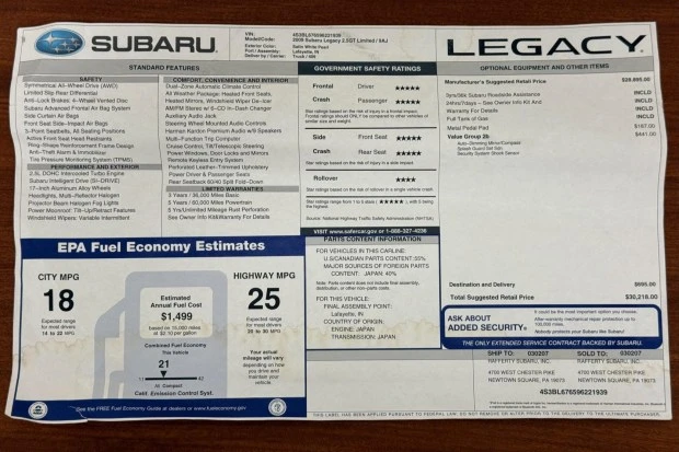 2009 Subaru Legacy 4th Gen - Image 8 of 8