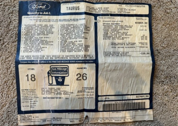 1992 Ford Taurus SHO 2nd Gen - Image 8 of 8