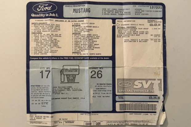 1998 Ford SN95 Mustang Cobra - Image 8 of 8