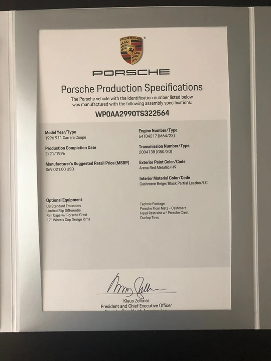 1996 Porsche 993 Carrera - Image 11 of 11