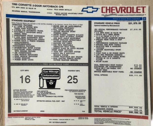 1990 Chevrolet Corvette C4 ZR1 - Image 8 of 8