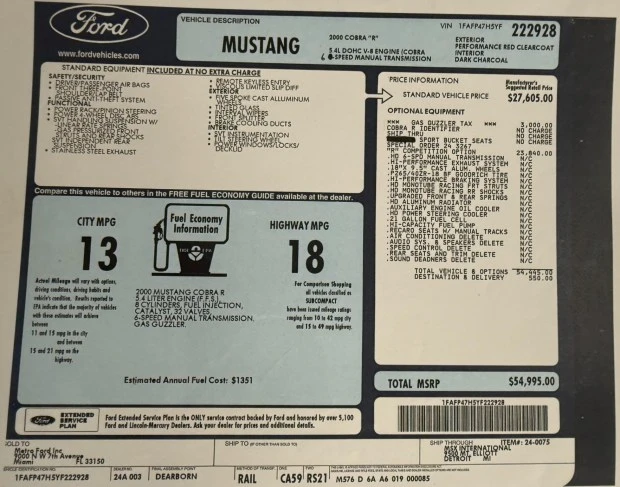 2000 Ford SN95 Mustang Cobra R - Image 8 of 9