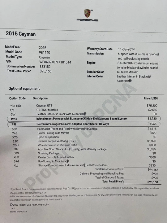2015 Porsche 981 Cayman GTS - Image 2 of 12