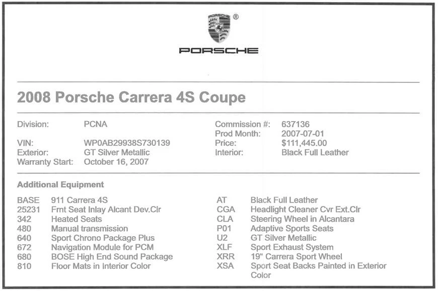 2008 Porsche 997 Carrera 4S - Image 8 of 8