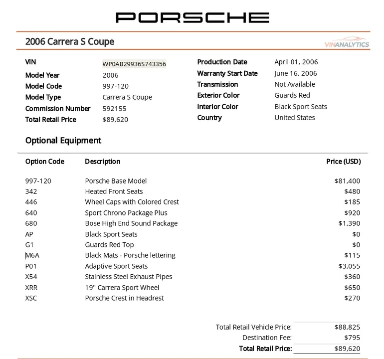 2006 Porsche 997 Carrera - Image 2 of 2