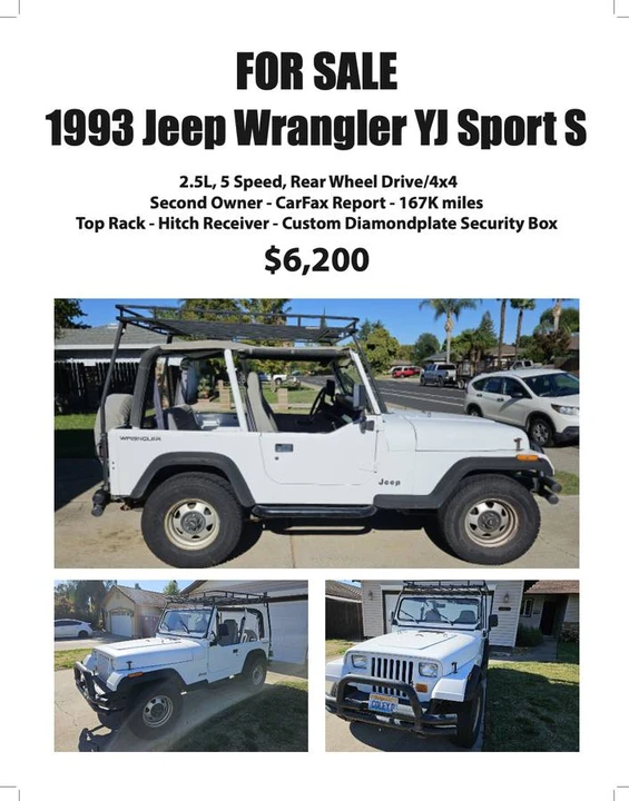 1993 Jeep YJ Wrangler - Image 4 of 5