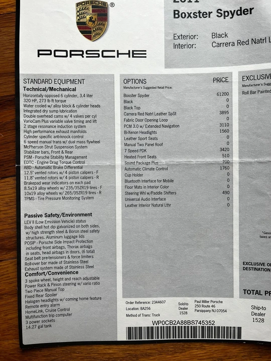 2011 Porsche 987 Boxster Spyder - Image 13 of 15