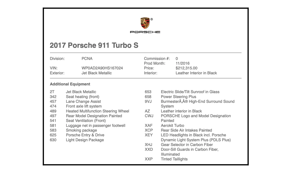 2017 Porsche 991 Turbo S - Image 13 of 13