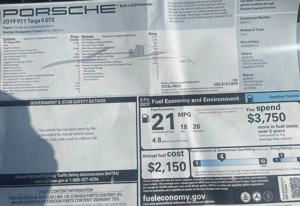 2019 Porsche 991 Targa 4 GTS - Image 7 of 7