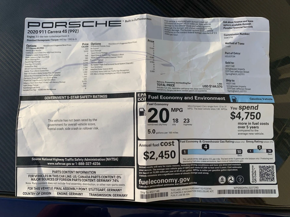 2020 Porsche 992 Carrera 4S - Image 9 of 10