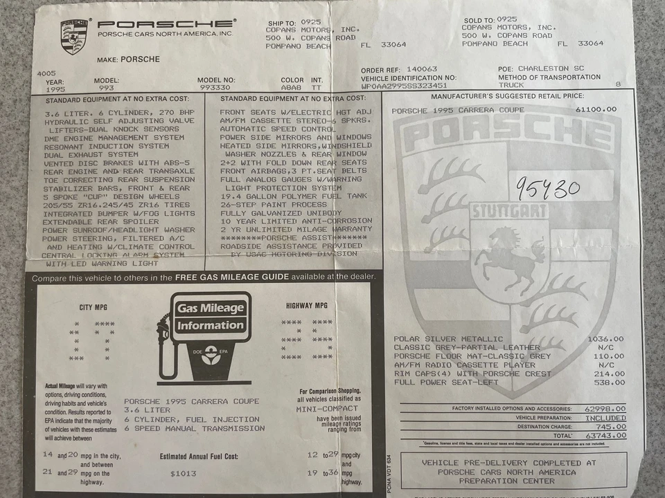 1995 Porsche 993 Carrera - Image 16 of 23