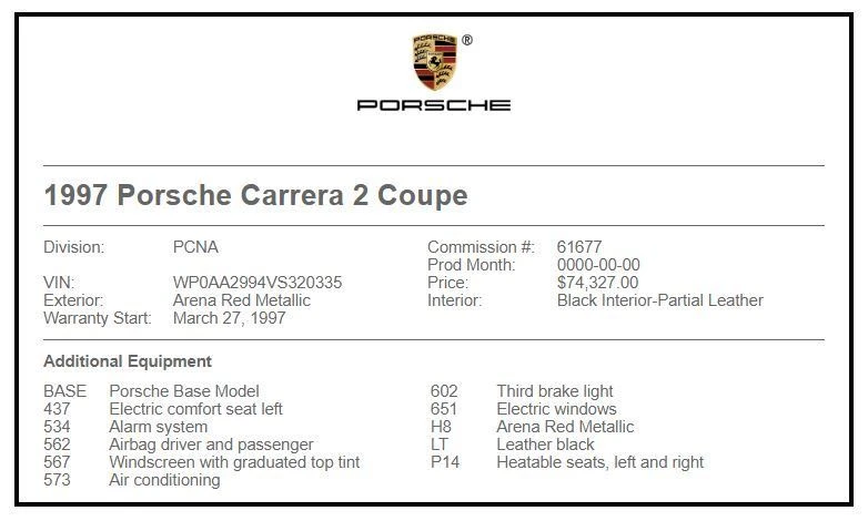 1997 Porsche 993 Carrera - Image 26 of 26