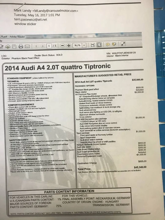 2014 Audi B8 A4 - Image 8 of 10