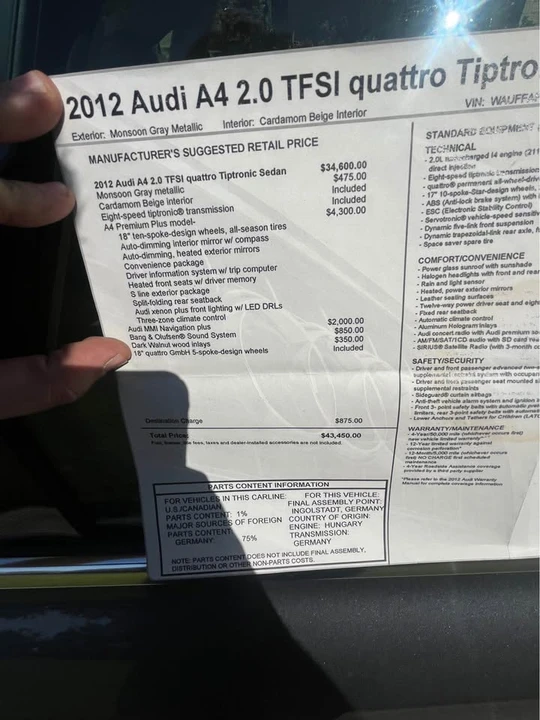 2012 Audi B8 A4 - Image 8 of 9