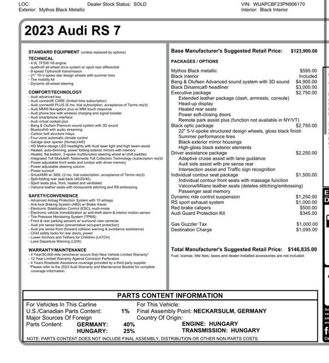2023 Audi C8 RS7 - Image 9 of 10