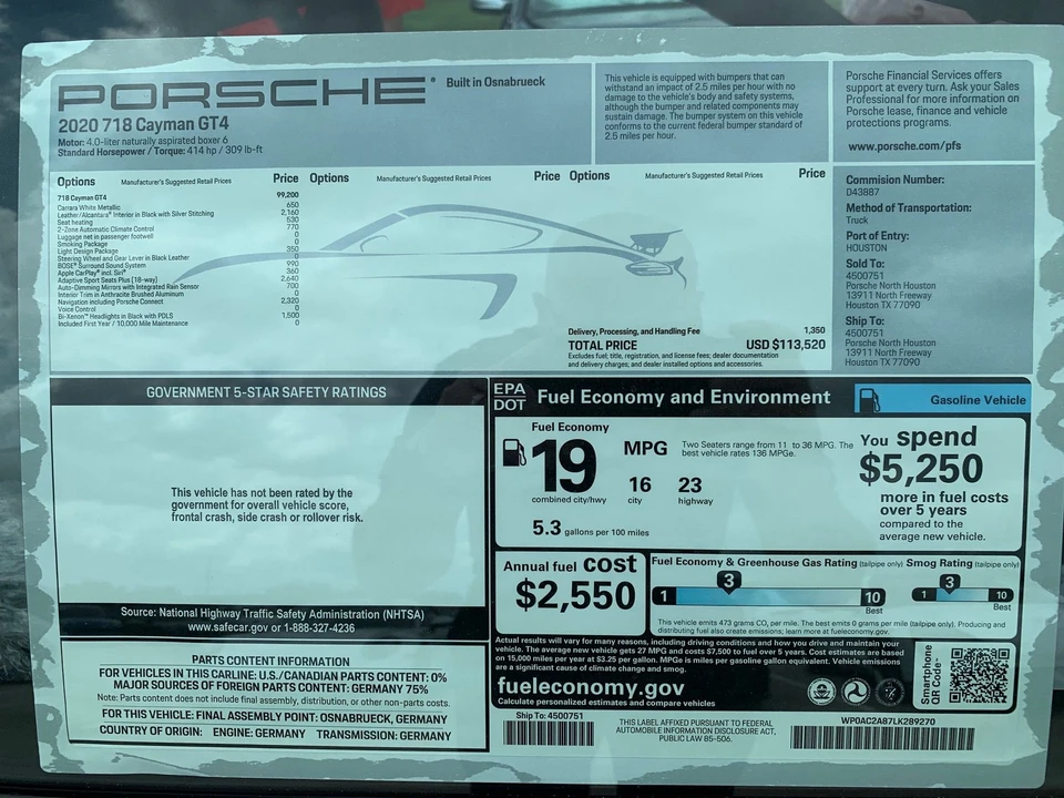 2020 Porsche 718 Cayman GT4 - Image 2 of 11