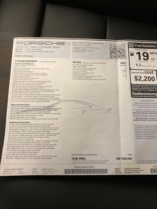 2018 Porsche 991 Turbo S - Image 13 of 13