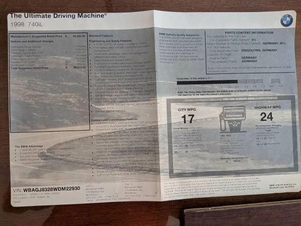 1998 BMW E38 7 Series - Image 14 of 14