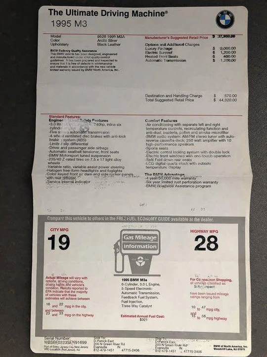 1995 BMW E36 M3 - Image 18 of 19