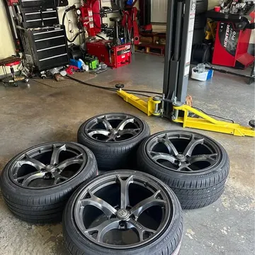 Nissan 370z Nismo Forged Wheels, Tires, and Tire Pressure Monitor Sensors - Staggered Set