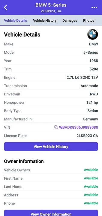 1989 BMW E28 5 Series - Image 8 of 10