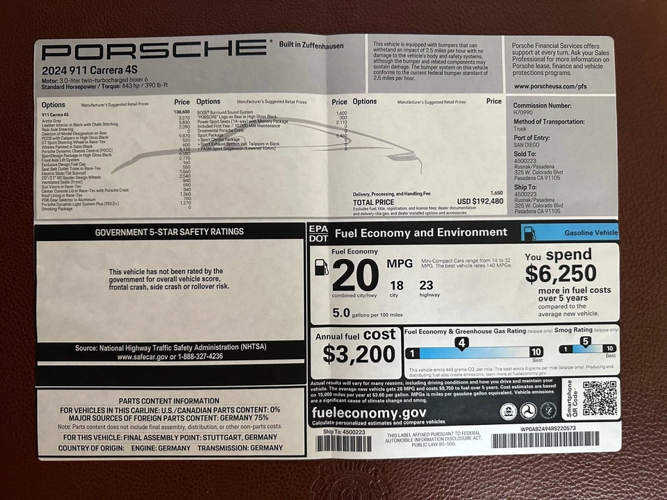 2024 Porsche 992 Carrera 4S - Image 6 of 6