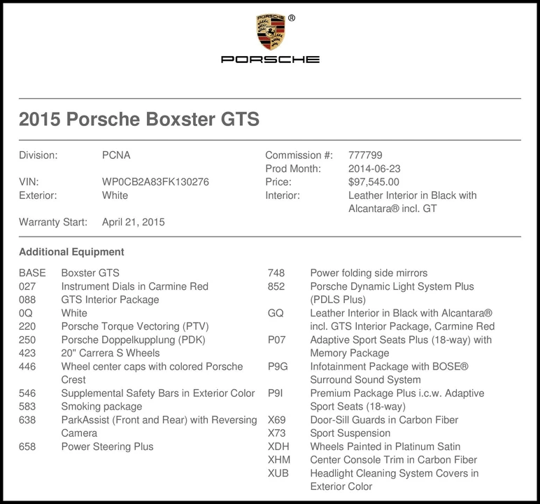 2015 Porsche 981 Boxster GTS - Image 2 of 31