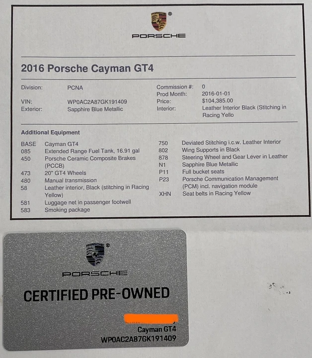 2016 Porsche 981 Cayman GT4 - Image 9 of 9