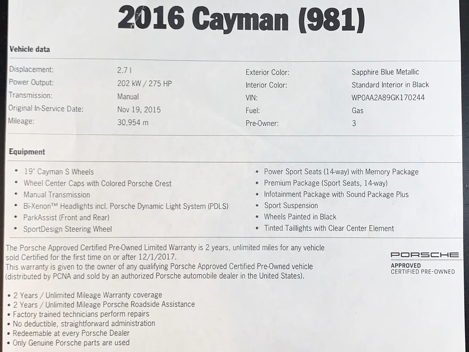 2016 Porsche 981 Cayman - Image 13 of 13
