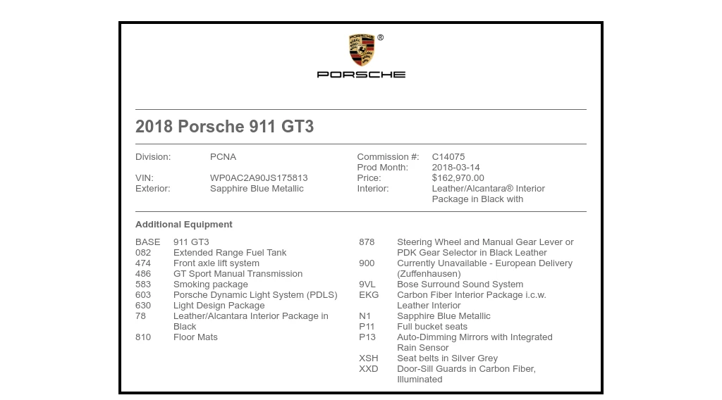 2018 Porsche 991 GT3 - Image 9 of 9