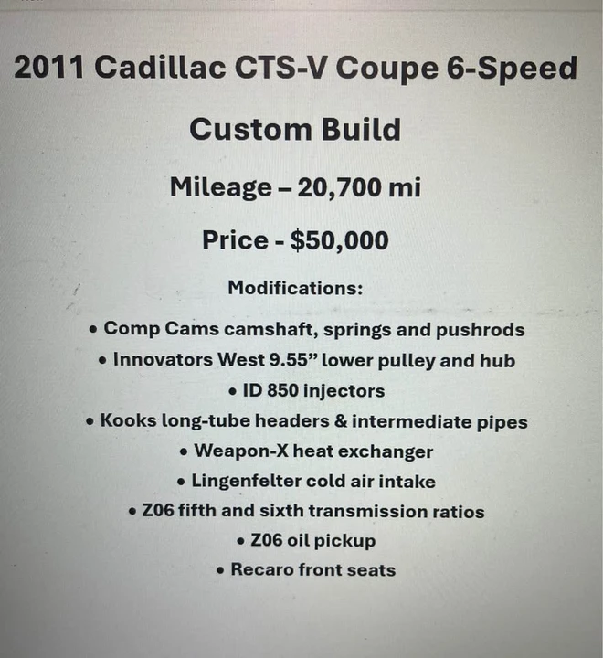 Cadillac CTS-V 2nd Gen - Image 2 of 4