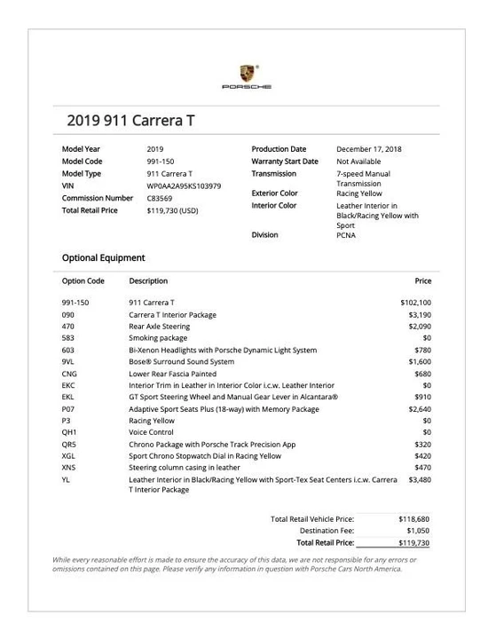 2019 Porsche 991 Carrera T - Image 22 of 22